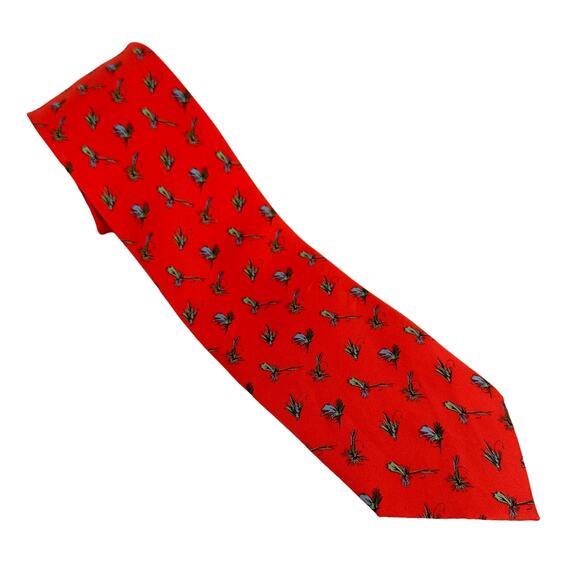 Bird Dog Bay Men's Fishing Flies Lures Silk Tie - Picture 1 of 6